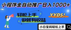 (14409期)2025年最新风口,小程序自动推广,,稳定日入1000+,小白轻松上手-旺仔资源库