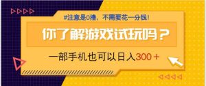 （14440期）游戏试玩，一部手机就可以日入300+，纯0撸项目，不需要花任何一分钱，…-旺仔资源库