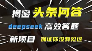 （14480期）头条问答，刚出的新玩法！保证你没见过！用DeepSeek去高效答题，一个账…-旺仔资源库