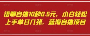 语聊自撸10秒0.5元，小白轻松上手单日几张，蓝海自撸项目-旺仔资源库