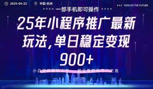 （14494期）25年小程序推广最新玩法，单日稳定变现900+，小白轻松上手-旺仔资源库