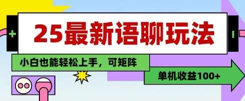 25年最新语聊玩法，纯手工，单机收益100+，小白也能轻松上手，可矩阵操作-旺仔资源库