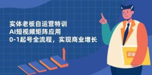 实体老板自运营特训，AI短视频矩阵应用，0-1起号全流程，实现商业增长-旺仔资源库