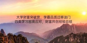 大学财富突破营,学霸品质迁移法门,四类学习困境应对,财富共创经验总结-旺仔资源库