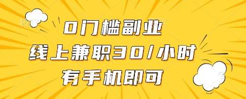 0门槛副业，线上兼职30一小时，有一部手机即可操作【揭秘】-旺仔资源库