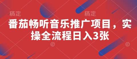 番茄畅听音乐推广项目，实操全流程日入3张-旺仔资源库