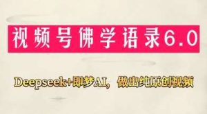 视频号佛学禅语6.0，用Deepseek+即梦ai，做纯原创视频，新手小白，也能月入1W+-旺仔资源库