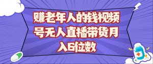赚老年人的钱视频号无人直播带货月入6位数-旺仔资源库