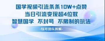 国学视频引流条条10W+点赞当日引流变现超4位数-旺仔资源库