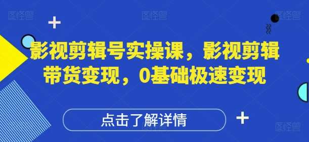 影视剪辑号实操课，影视剪辑带货变现，0基础极速变现-旺仔资源库