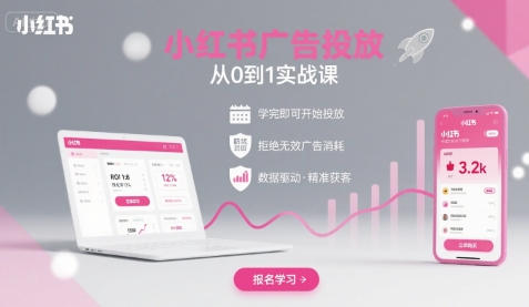小红书广告投放从0到1的实战课，学完即可开始投放，拒绝无效广告消耗-旺仔资源库