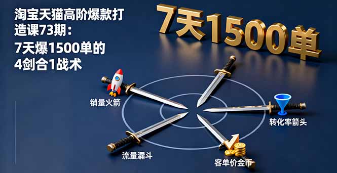 淘宝天猫高阶爆款打造课73期：7天爆1500单的4剑合1战术-旺仔资源库