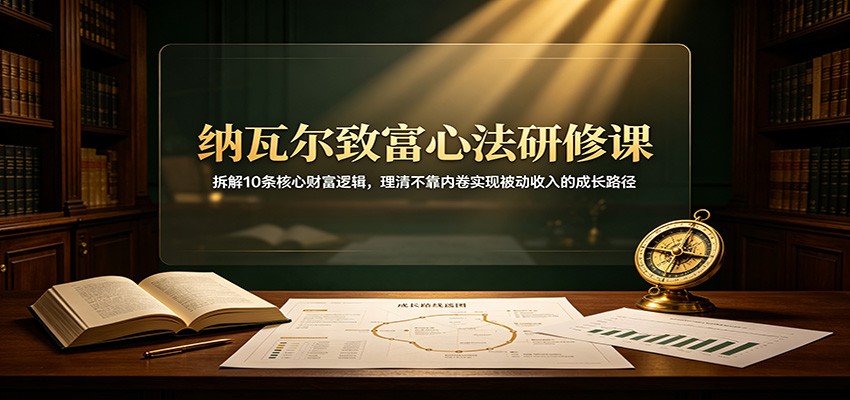纳瓦尔致富心法研修课：拆解10条核心财富逻辑，理清不靠内卷实现被动收入的成长路径-旺仔资源库