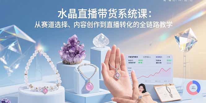 水晶直播带货系统课：从赛道选择、内容创作到直播转化的全链路教学-旺仔资源库