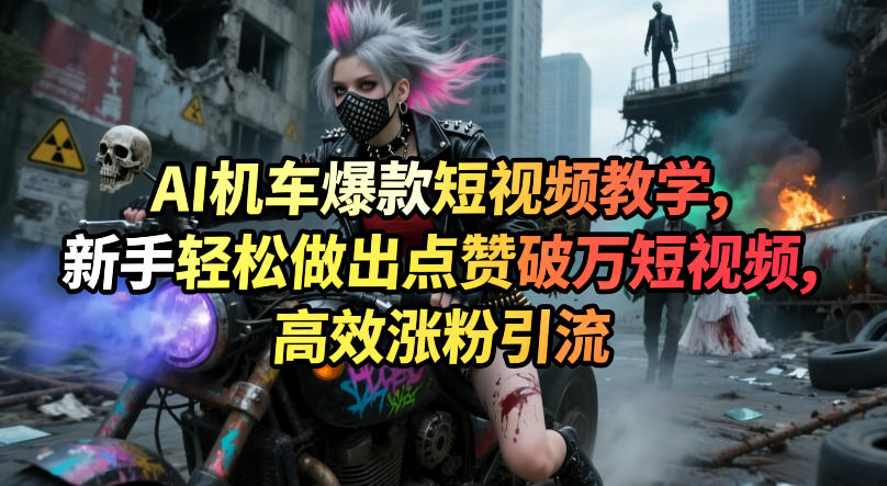 AI机车爆款短视频教学，新手轻松做出点赞破万短视频，高效涨粉引流-旺仔资源库
