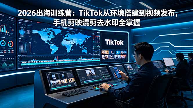 2026出海训练营：TikTok从环境搭建到视频发布，手机剪映混剪去水印全掌握-旺仔资源库