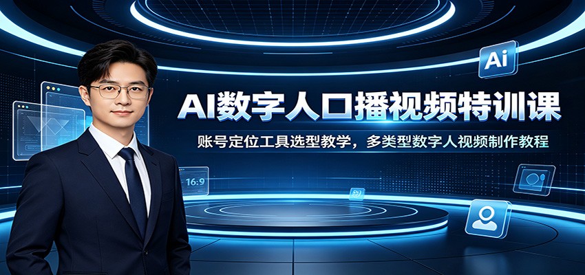 AI数字人口播视频特训课:账号定位工具选型教学,多类型数字人视频制作教程-旺仔资源库