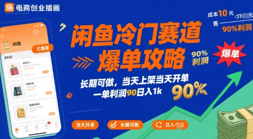 闲鱼冷门赛道爆单攻略，长期可做，当天上架当天开单，一单利润90% 利润，日入1k【揭秘】-旺仔资源库