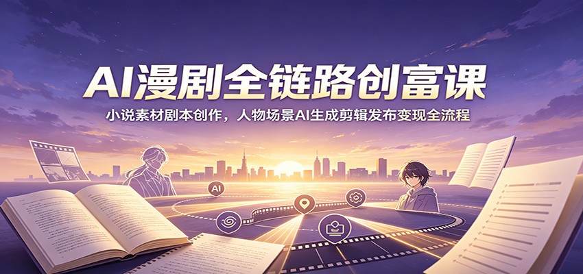 AI漫剧全链路创富课：小说素材剧本创作，人物场景AI生成剪辑发布变现全流程-旺仔资源库