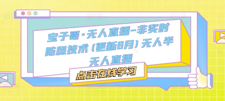 宝子哥·无人直播-非实时防风技术(更新25年5月)无人半无人直播-旺仔资源库
