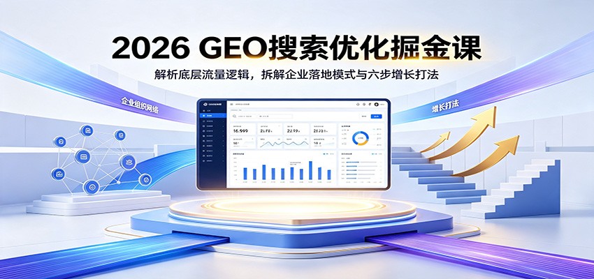 2026 GEO搜索优化掘金课：解析底层流量逻辑，拆解企业落地模式与六步增长打法-旺仔资源库