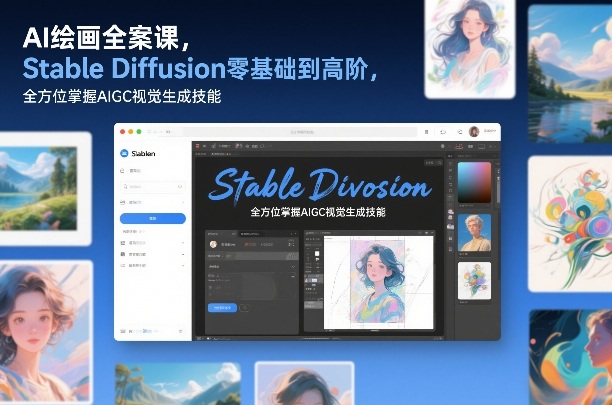 AI绘画全案课,Stable Diffusion零基础到高阶,全方位掌握AIGC视觉生成技能-旺仔资源库