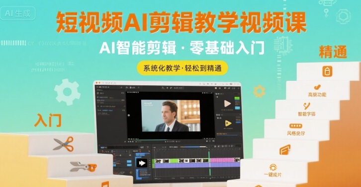 短视频AI剪辑教学视频课，入门到精通-旺仔资源库