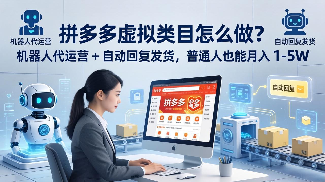 拼多多虚拟类目怎么做？机器人代运营 + 自动回复发货，普通人也能月入 1-5W-旺仔资源库