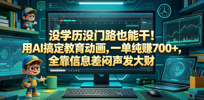 没学历没门路也能干!用AI搞定教育动画,一单纯賺700+,全靠信息差闷声发大财【揭秘】-旺仔资源库