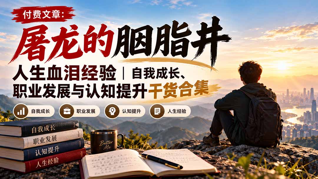 付费文章:屠龙的胭脂井人生血泪经验|自我成长、职业发展与认知提升干货合集-旺仔资源库