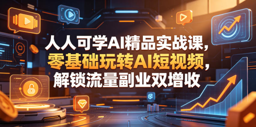 人人可学AI精品实战课,零基础玩转AI短视频,解锁流量副业双增收-旺仔资源库