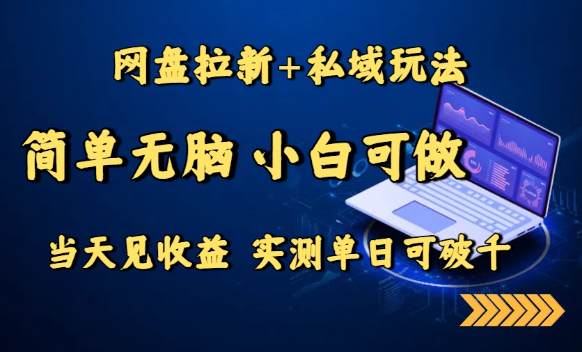 网盘拉新+私域玩法，简单无脑，小白可做，当天见收益，实测单日可破千-旺仔资源库