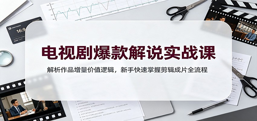 电视剧爆款解说实战课:解析作品增量价值逻辑,新手快速掌握剪辑成片全流程-旺仔资源库