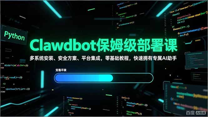 Clawdbot保姆级部署课，多系统安装、安全方案、平台集成，零基础教程，快速拥有专属AI助手-旺仔资源库