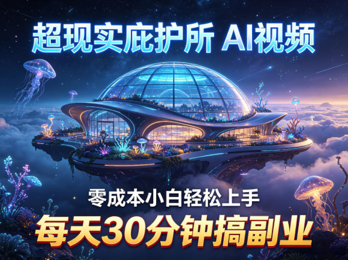 超现实庇护所AI视频项目拆解,零成本小白轻松上手,每天30分钟搞副业-旺仔资源库