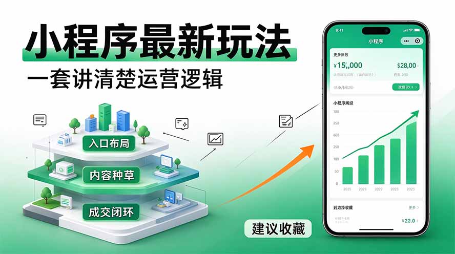 微信小程序最新玩法   四种收益来源，单日收入400+-旺仔资源库