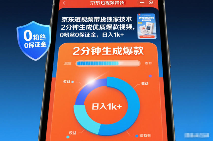 京东短视频带货独家技术,2分钟生成一条优质爆款视频,0粉丝0保证金,日入1k+【揭秘】-旺仔资源库