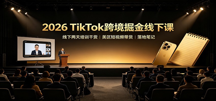 2026 TikTok跨境掘金线下课:线下两天培训干货,美区短视频带货落地笔记-旺仔资源库