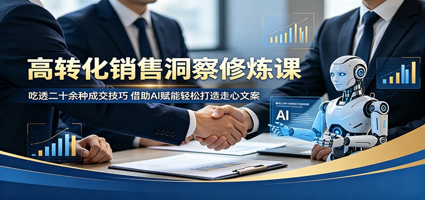 高转化销售洞察修炼课：吃透二十余种成交技巧，借助AI赋能轻松打造走心文案-旺仔资源库