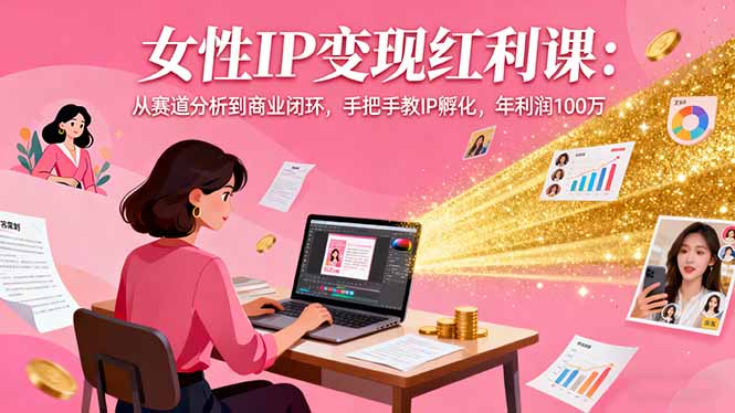 女性IP变现红利课：从赛道分析到商业闭环，手把手教IP孵化，年利润100万-旺仔资源库