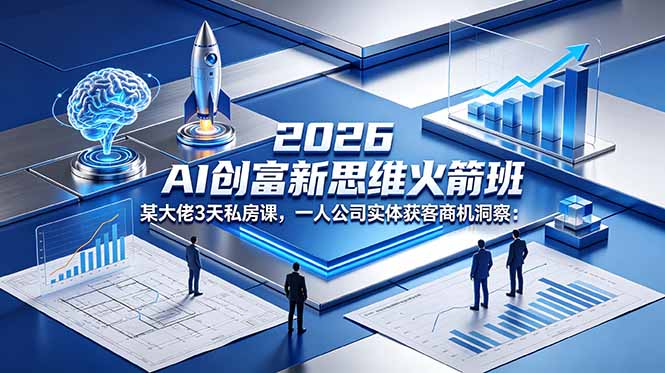 2026 AI 创富新思维火箭班：某大佬3天私房课，一人公司实体获客商机洞察-旺仔资源库