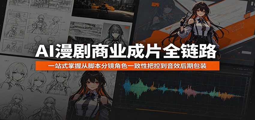 AI漫剧商业成片全链路：一站式掌握从脚本分镜角色一致性把控到音效后期包装-旺仔资源库