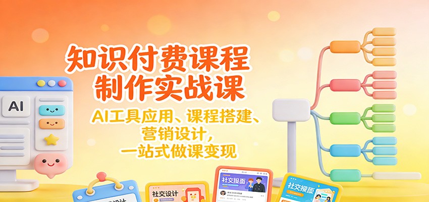 知识付费课程制作实战课：AI工具应用 、课程搭建、营销设计，一站式做课变现-旺仔资源库