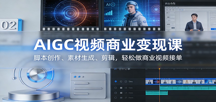 AIGC视频商业变现课:脚本创作、素材生成、剪辑,轻松做商业视频接单-旺仔资源库