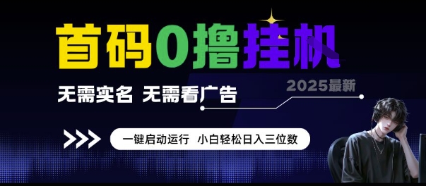 首码0撸挂G项目，无需实名无需看广告 一键启动运行，小白轻松日入三位数【揭秘】-旺仔资源库