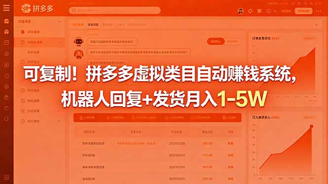 可复制!拼多多虚拟类目自动赚钱系统,机器人回复+发货月入 1-5W-旺仔资源库
