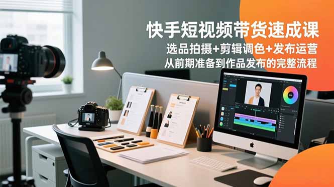 快手短视频带货速成课，选品拍摄+剪辑调色+发布运营，从前期准备到作品发布的完整流程-旺仔资源库