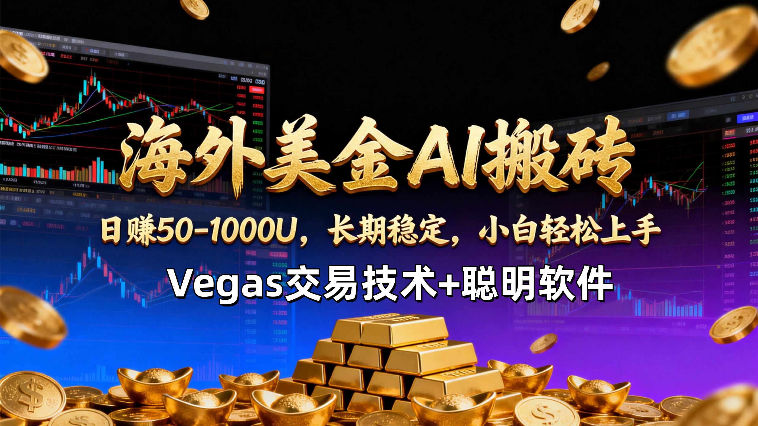 【海外美金AI搬砖】Vegas交易技术+聪明软件，日赚50-1000U，长期稳定，小白轻松上手。-旺仔资源库