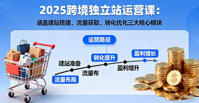 2025跨境独立站运营课：涵盖建站搭建、流量获取、转化优化三大核心模块-旺仔资源库