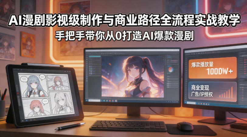 AI漫剧影视级制作与商业路径全流程实战教学，手带你从0打造AI爆款漫剧-旺仔资源库